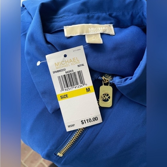 NWT - Michael Kors Women’s Lightweight Half-Zip Blouse (Royal Blue, Medium) - Picture 2 of 5